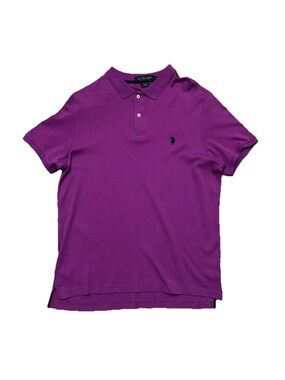 U.S. Polo Assn USPA Men's Luxury Feel Polo Shirt Purple Cotton Interlock Large L